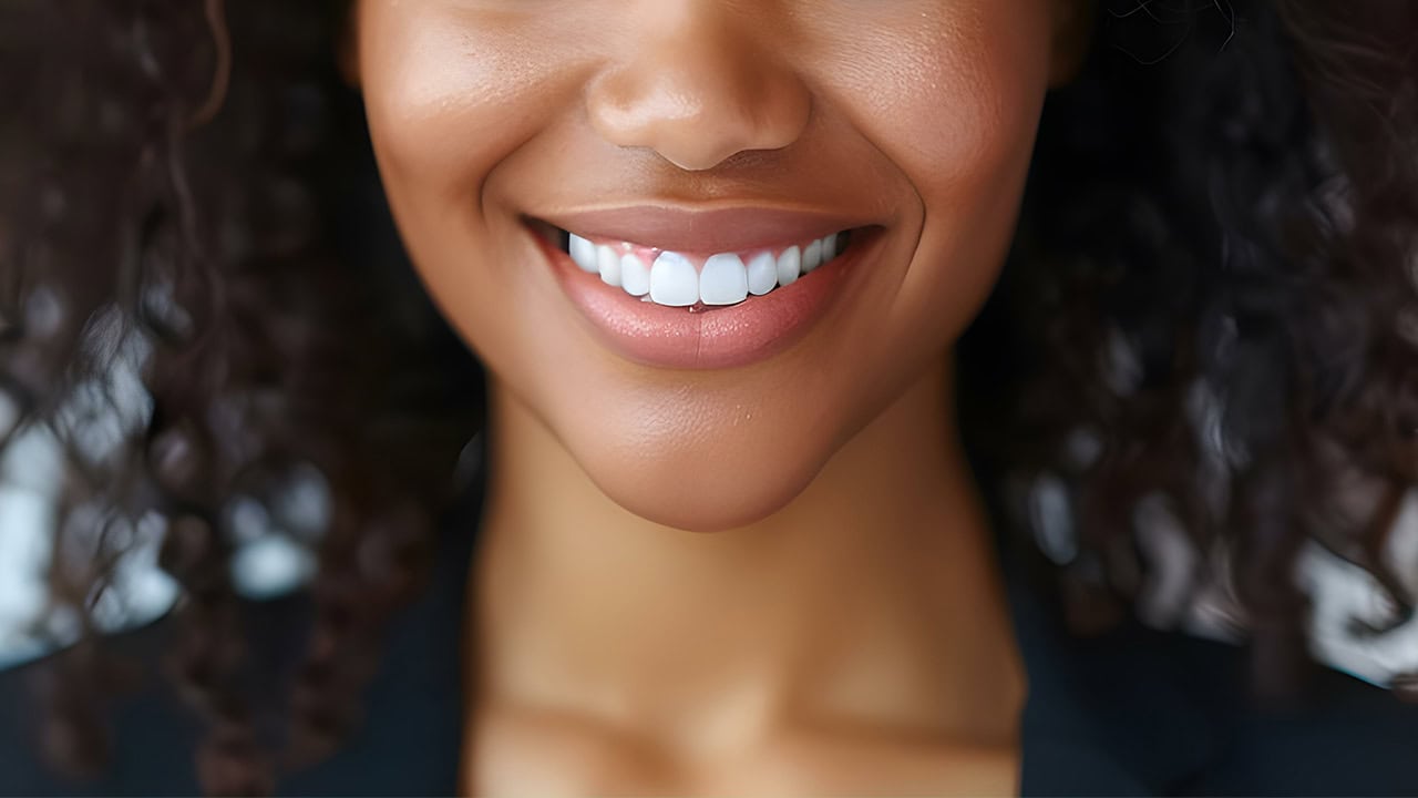 African American businesswoman with natural hair smiling. Image produced by More Jersey.