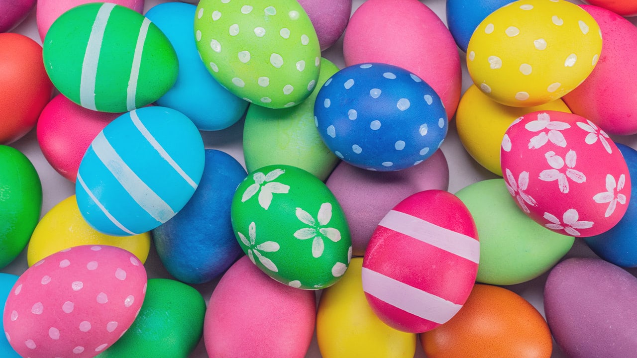 An assortment of colorful Easter Eggs for New Jersey Easter event.
