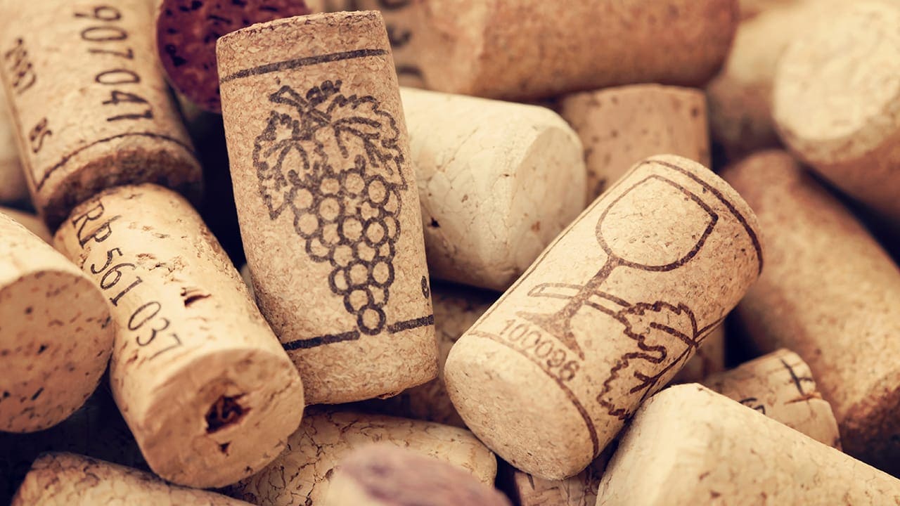 Assortment of wine corks.
