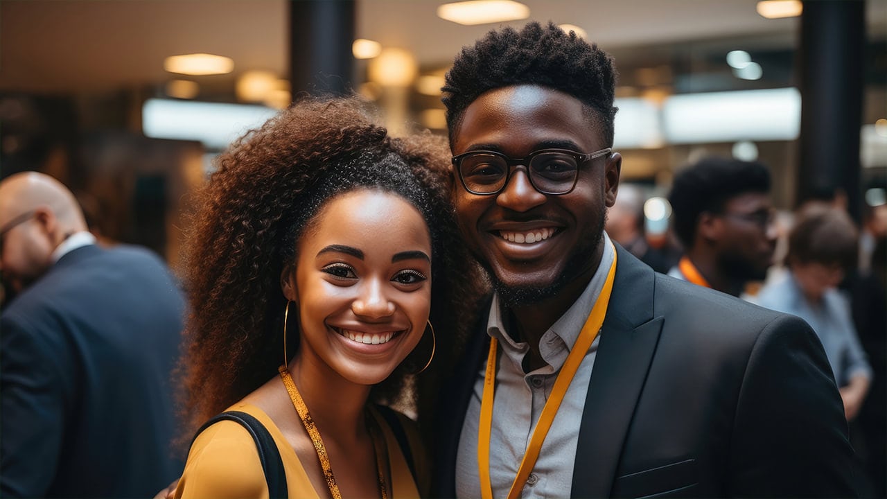 Black professionals taking a photo at a New Jersey networking event.