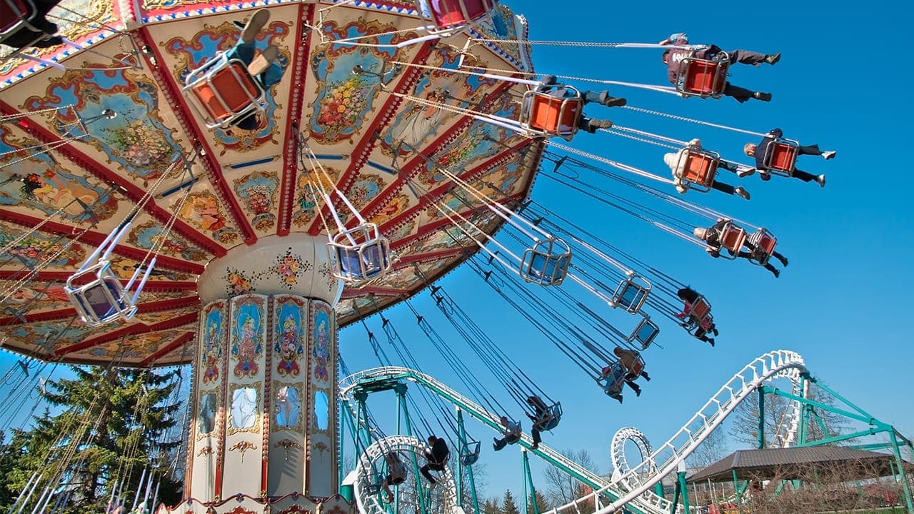 Carousel wheel amusement ride at New Jersey carnival.