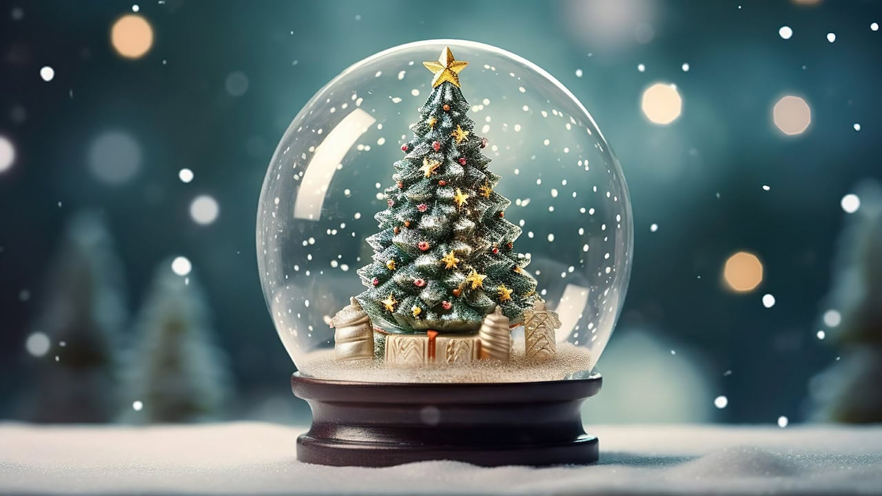 Christmas holiday snow globe. Image produced by More Jersey.