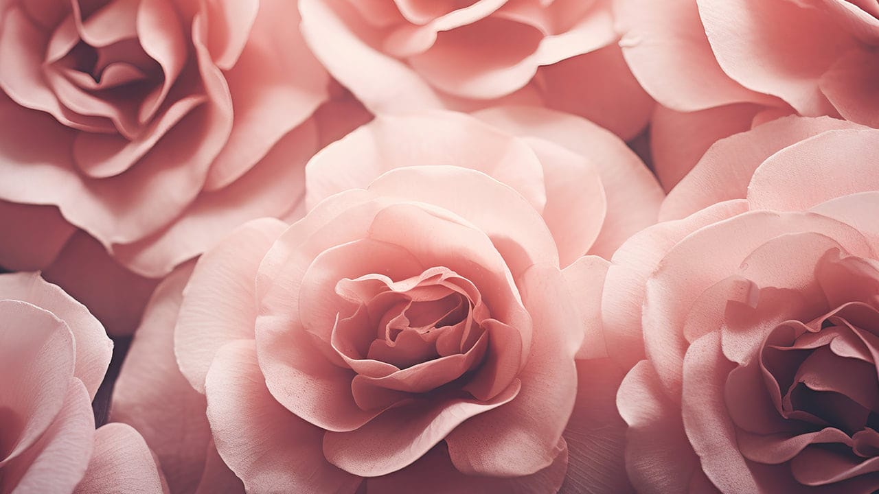 Close-up of beautiful pink roses for Women's Day.