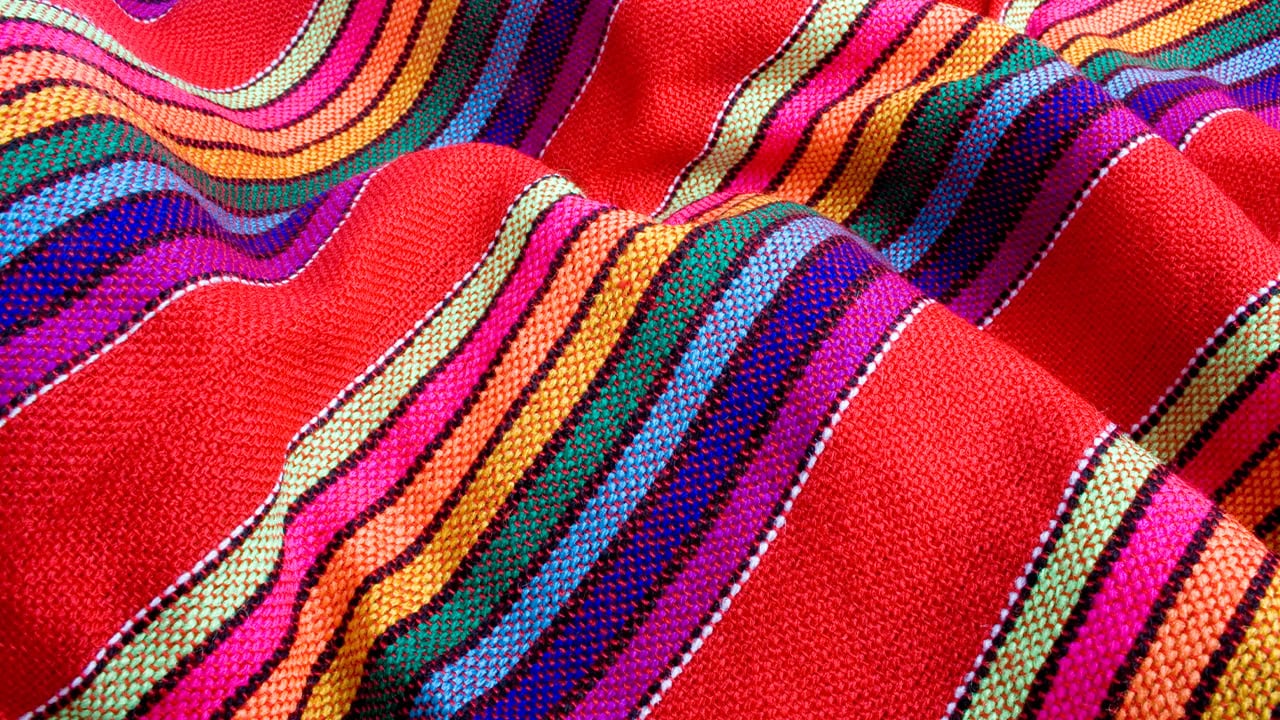 Close-up of traditional Mexican fabric. Image produced by More Jersey.