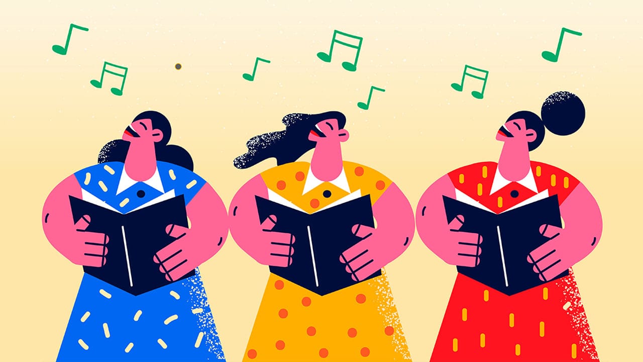 Digital illustration of an all women's choir.