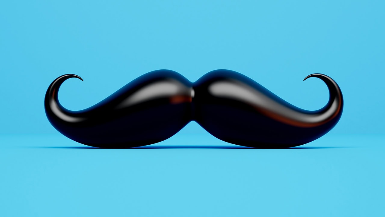 Digital illustration of shiny black mustache for New Jersey charity event.