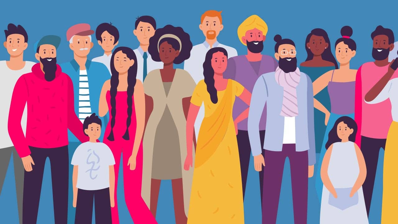 illustration portraying New Jersey’s multicultural ethnic diversity.