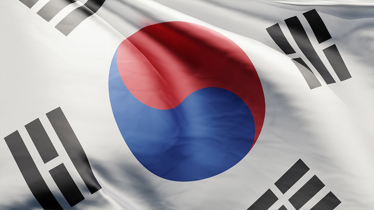 Korea national flag blowing in the wind.