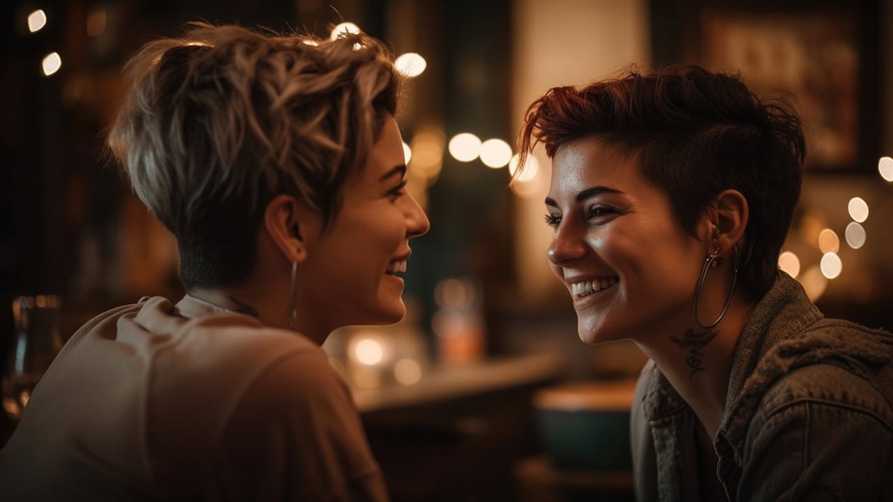 Lesbian at New Jersey LGBTQA+ dating event.