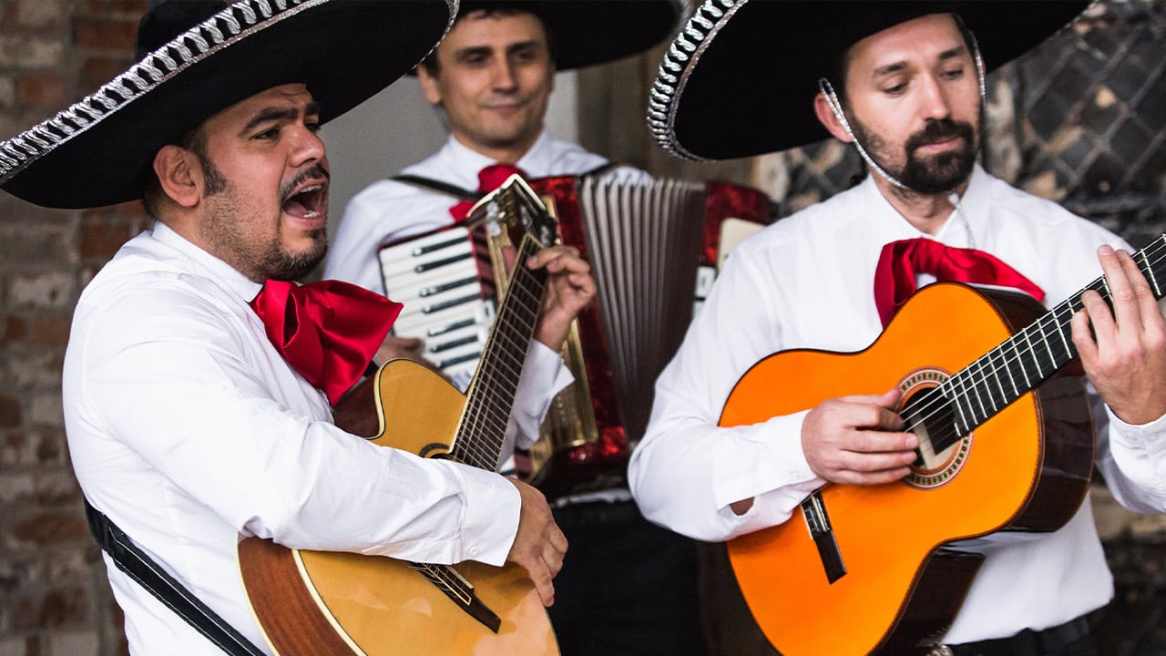 Mexican mariachi band playing at New Jersey Hispanic Heritage Month event. Image produced by More Jersey.