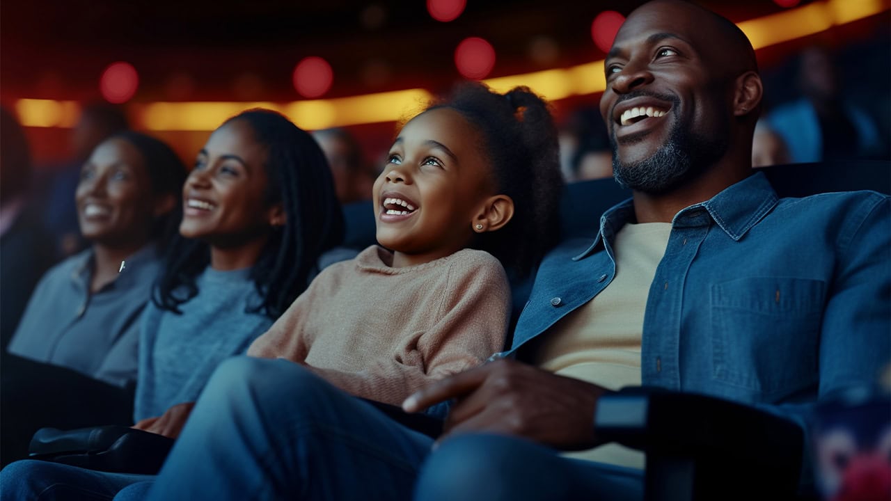 African American family enjoying an exciting live performance.