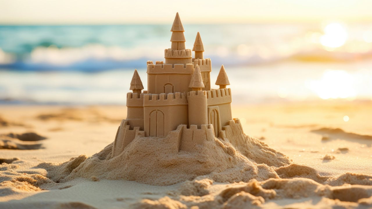 Sand castle on New Jersey beach.