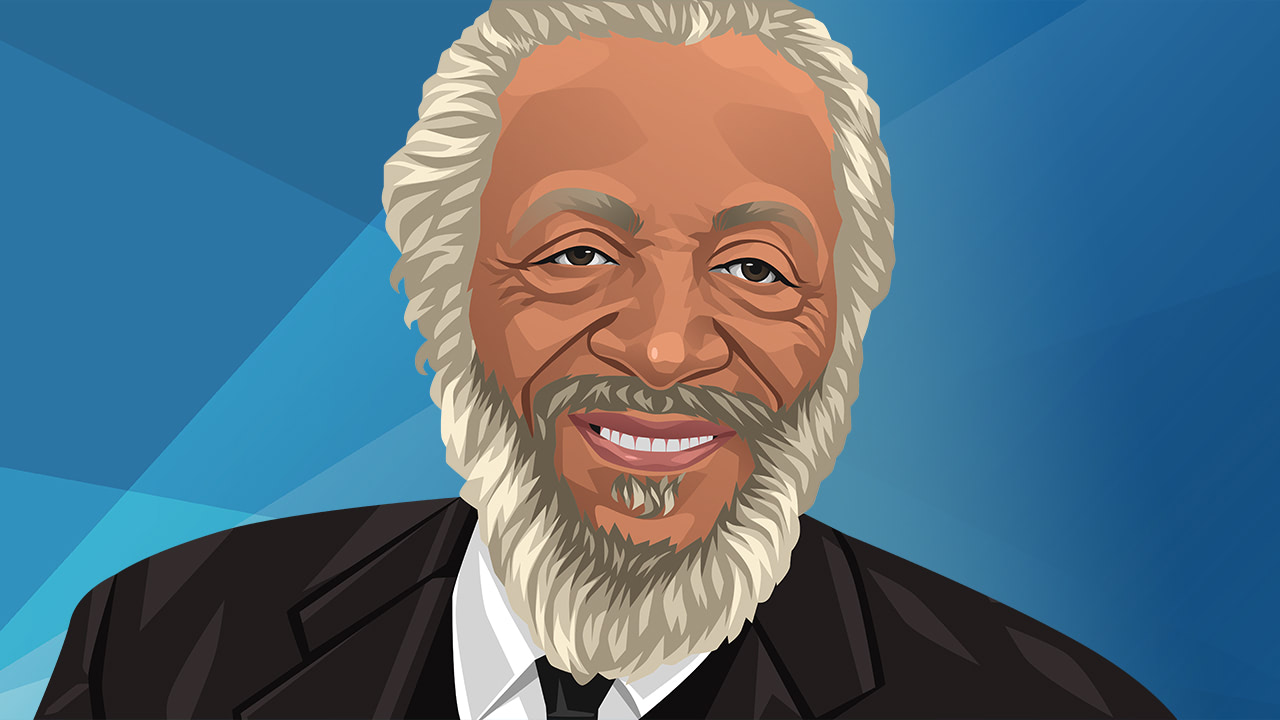 Original digital portrait of comedian, actor, writer, activist and social critic Dick Gregory, commissioned by More Jersey for a New Jersey event.