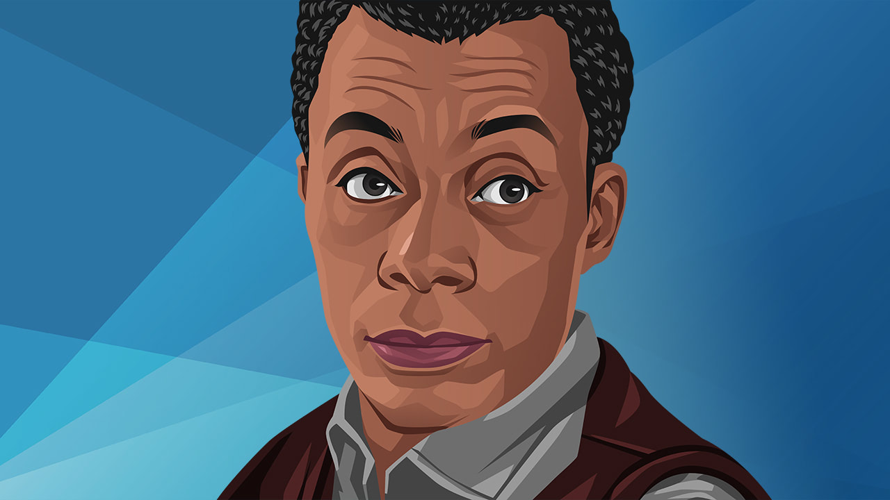 Original digital portrait of writer and civil rights activist James Baldwin, for an event in New Jersey.