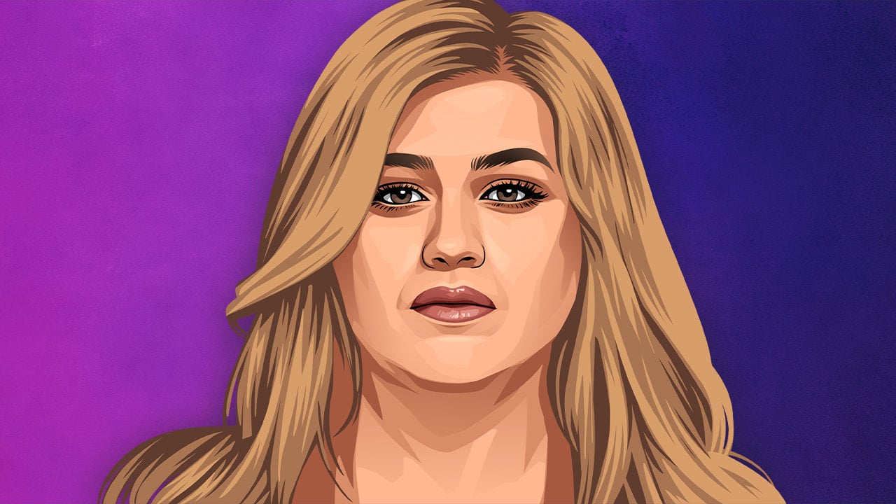 Original illustration of singer-songwriter Kelly Clarkson for live performance in New Jersey.