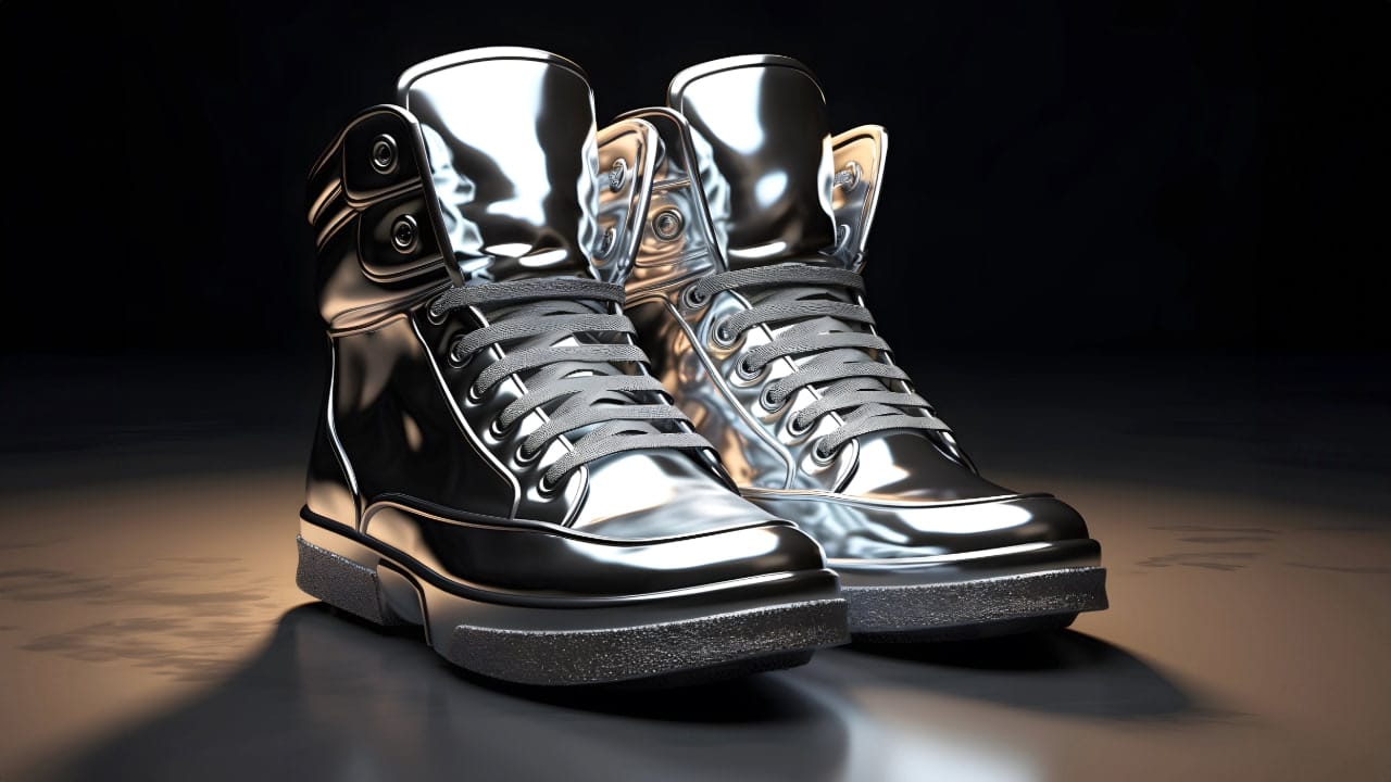 Pair of silver high-top sneakers for New Jersey sneaker event.