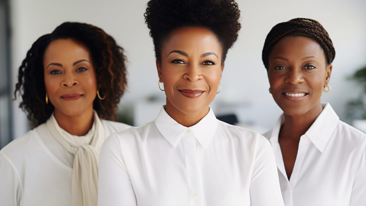 Portrait of a group of middle-aged African American women from a local organization.