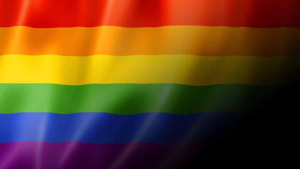Rainbow LGBTQA+ pride flag.