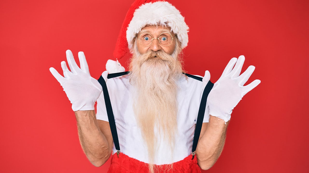 Santa Claus wearing a t-shirt for New Jersey Christmas in July event. Image produced by More Jersey.