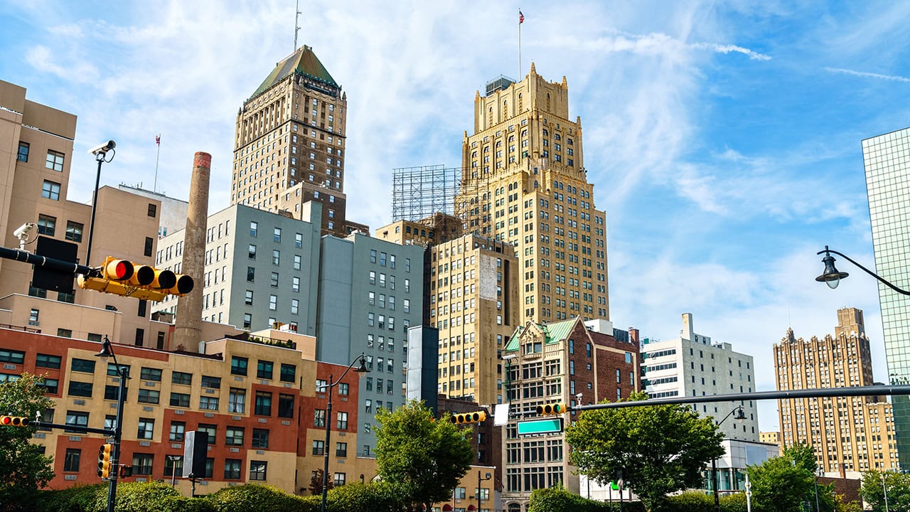 Skyline of Downtown Newark, New Jersey. Image produced by More Jersey.