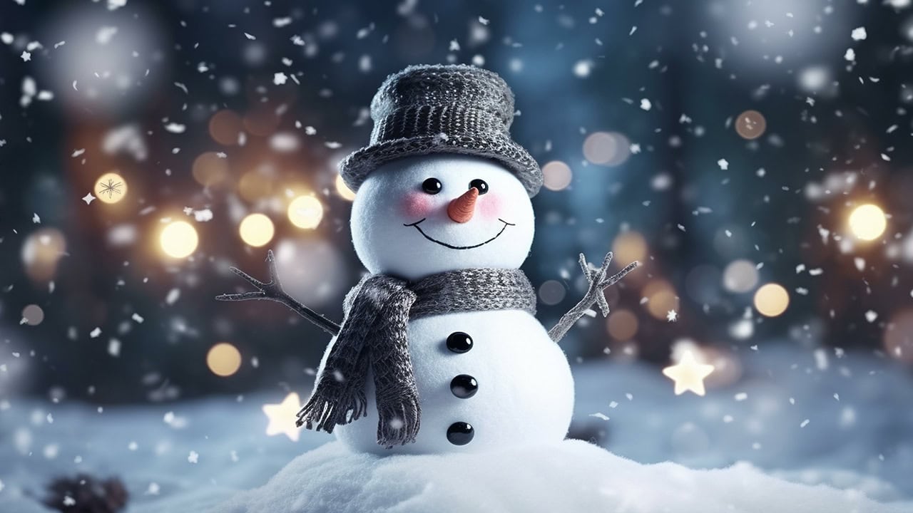 Snowman in snowy scenery. Image produced by More Jersey.