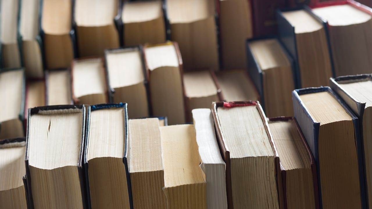 Stack of used books.