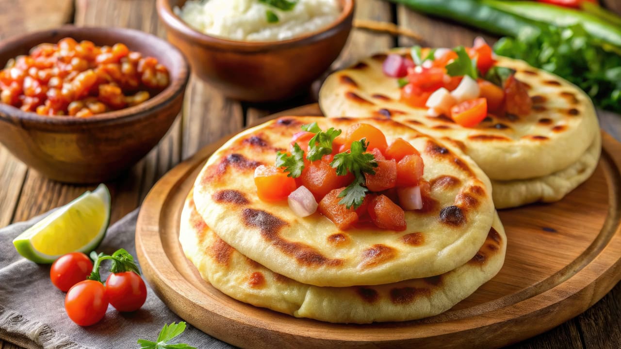 Traditional Pupusa flatbread from El Salvador and Honduras. Image produced by More Jersey.